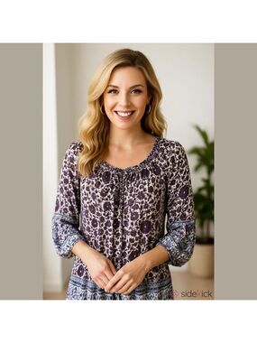 Willi Smith Purple Floral Top 1X